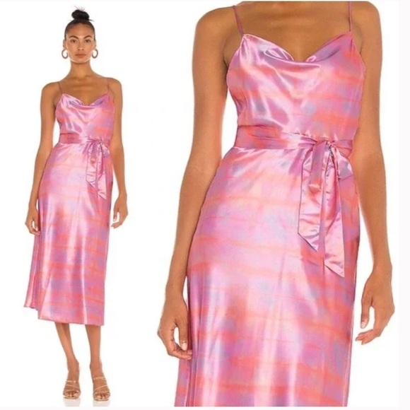 LIKELY Vittoria Tie Dye Satin Midi Dress 💕 NWT size 0 and 4 - Picture 3 of 16